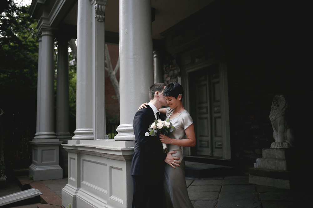bride and groom portraits in manhattan