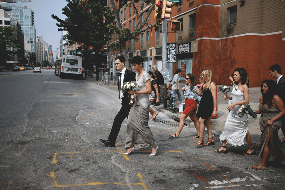 candid bride and groom portraits in manhattan