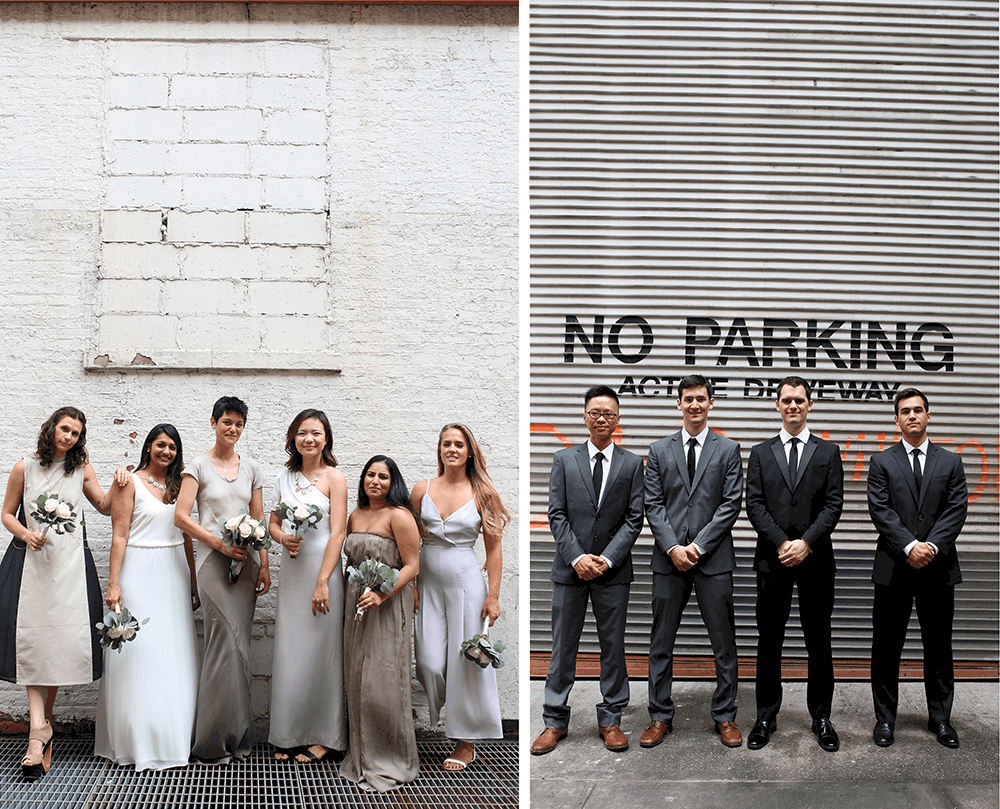 bridal party picture downtown manhattan