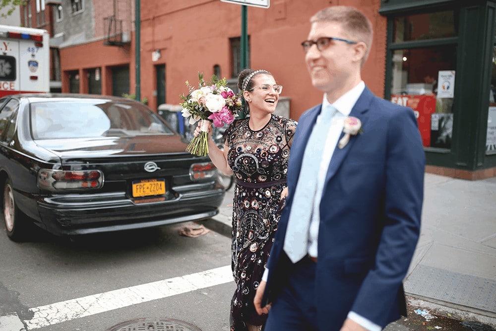 bride and groom portraits in greenpoint